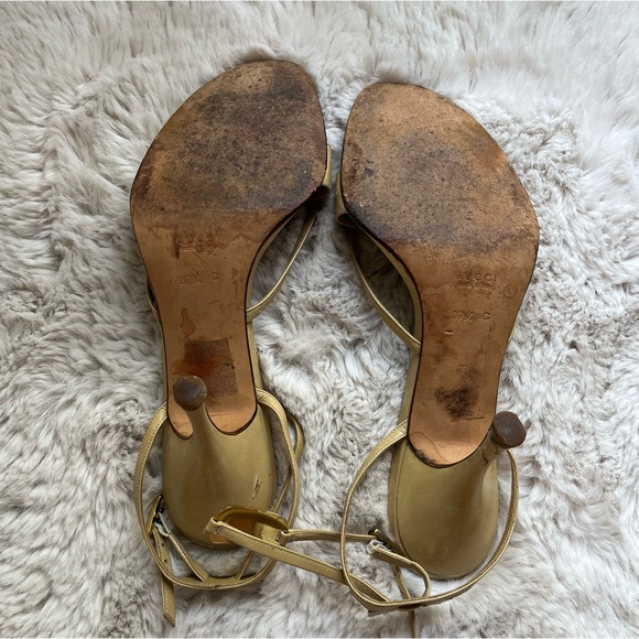 Gucci Strappy Sandals with Gold Logo Plaque Size 37.5C - Picture 13 of 15
